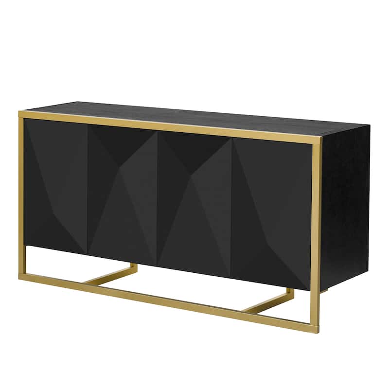 Mahogany Veneer Modern Sideboard with Unique Metal Legs,Suitable for Study,Entryway, Hallway, Living Room, Foyer
