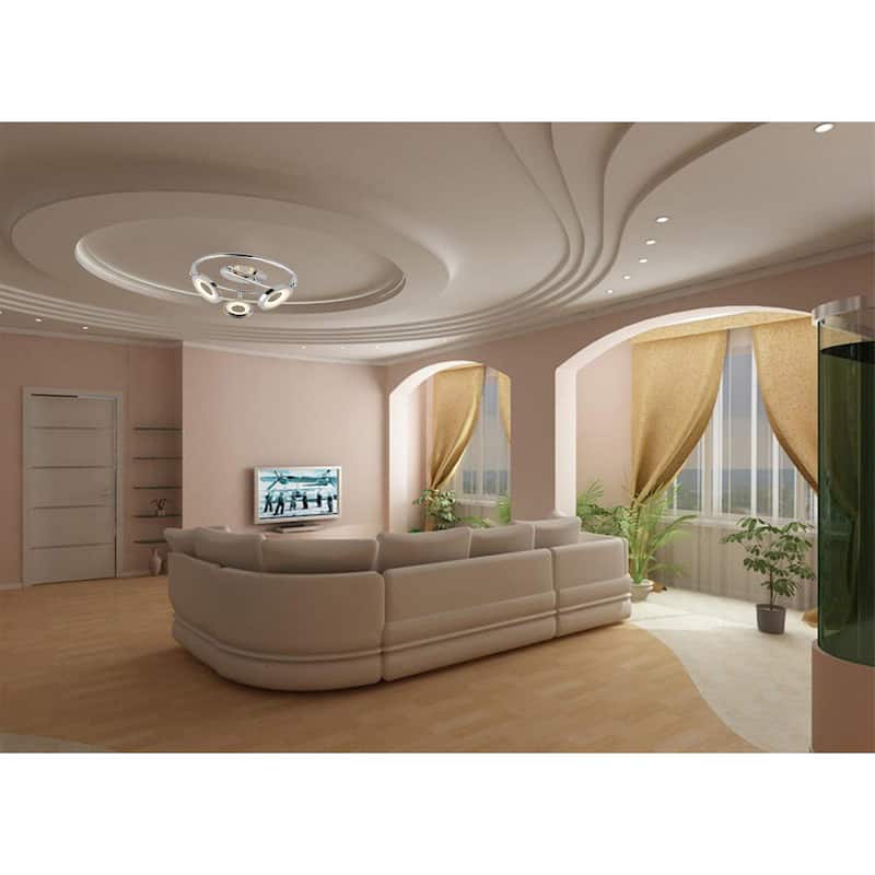 LED Flush Mount Ceiling light 12"W x 7.25"H - Chrome