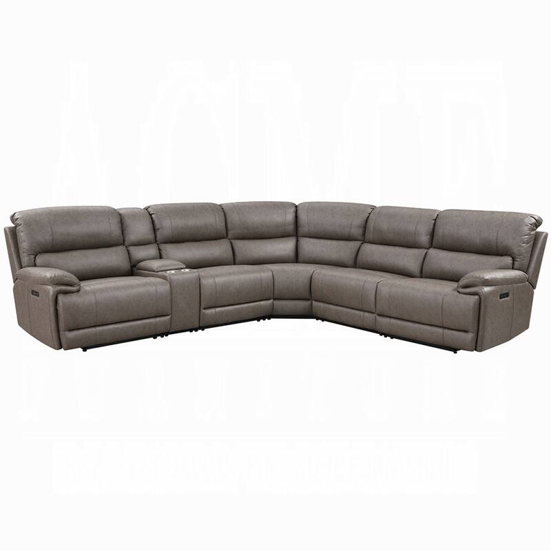 Chern Power Motion Recliner Sectional Sofa, 2 Cupholder Brown 120 Inch