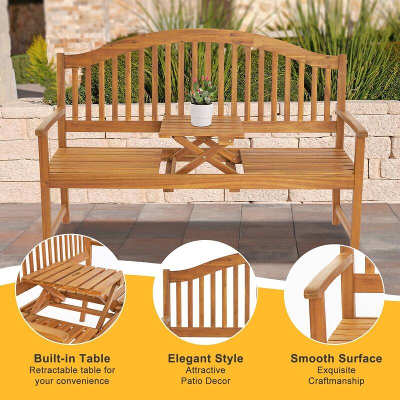 59 In Acacia Bench with Lift Table - N/A
