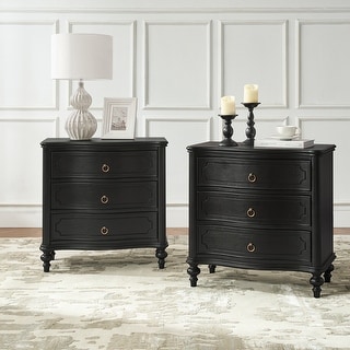 HULALA HOME Alois Traditional 3-Drawer End Table with Built-in Charging Station and Solid Wood Spindle Legs Set of 2