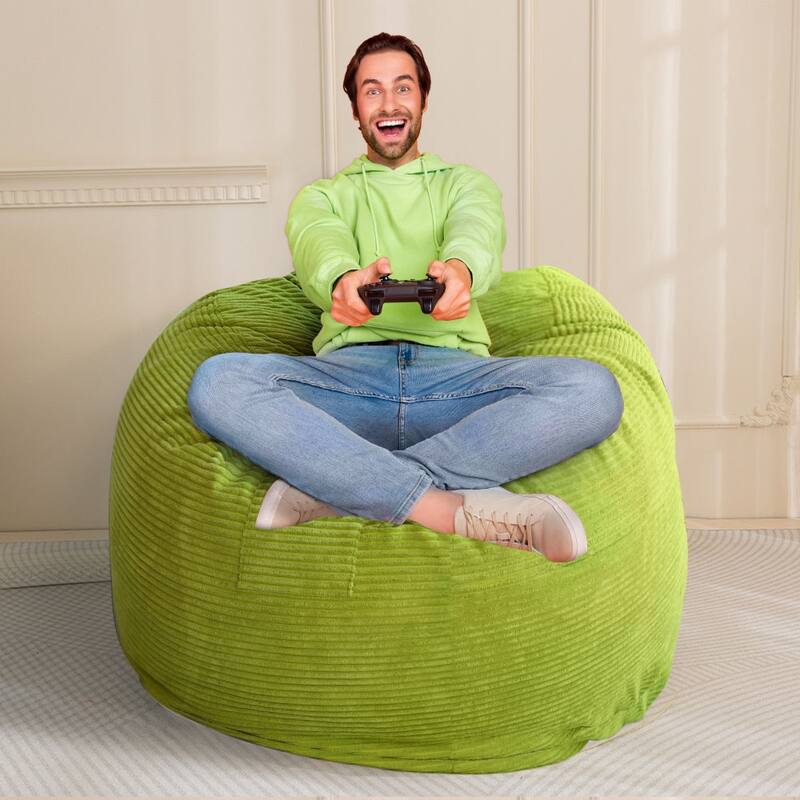 Corduroy Bean Bag Chair, Convertible Chair Folds from Bean Bag to Bed