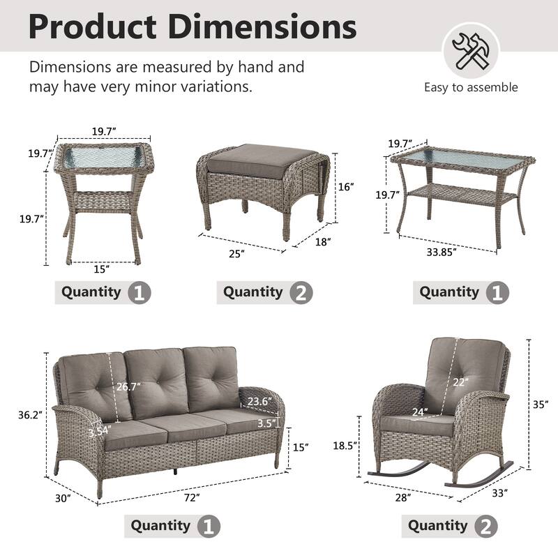 Gymojoy Outdoor Wicker Patio Furniture Sofa Chair Set Weather-Resistant