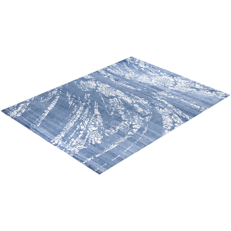 Modern One-of-a-Kind Hand-Knotted Area Rug, Blue - 9' 2" x 12' 0"