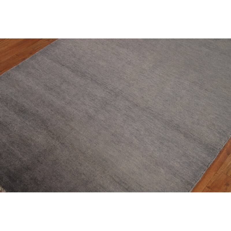 Hand Knotted Oriental 100% Wool Carpet Modern Modern Greys & Charcoal Gabbeh Area Rug - 5' 11'' X 4' 0''