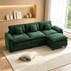 preview thumbnail 64 of 109, Modular Cloud Chenille Sectional Sofa with Ottomans, Deep Seat Convertible L-Shaped or U-Shaped Couch Olive/3 Seats with 1 Ottoman - Reversible