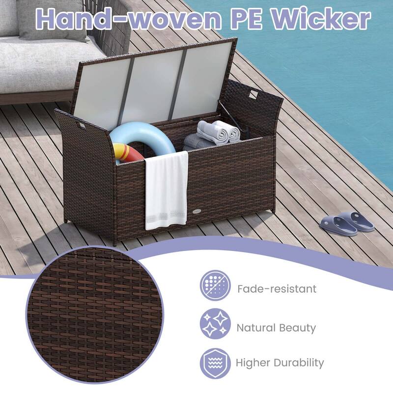 Costway Outdoor Bench with Hand-woven PE Rattan Wicker Cushion & Side - See Details