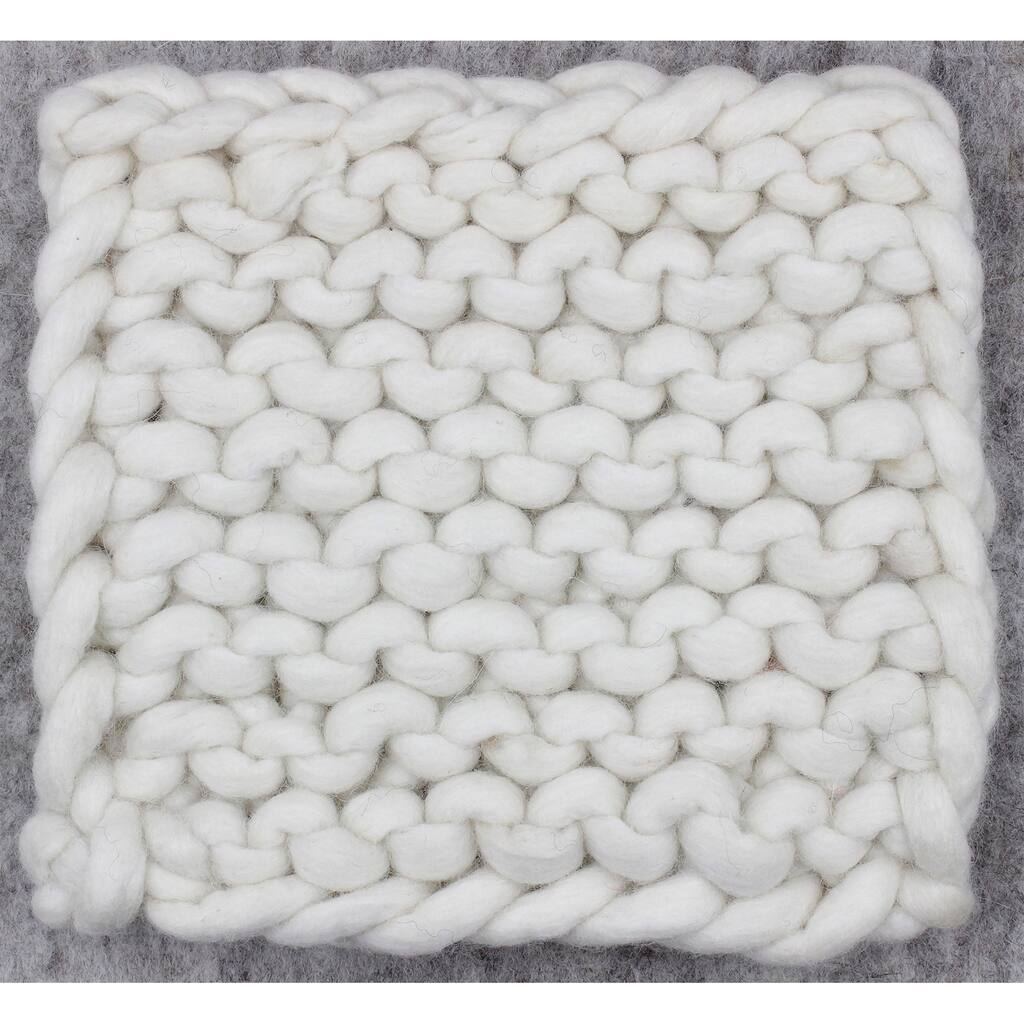 Chain Knitted Trivet WHITE 8x8 Wool - A - WHITE