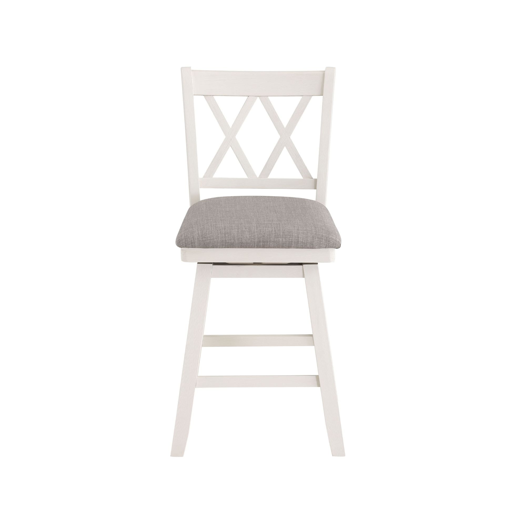 37.5" White High Double Cross Bar Stool with Swivel Seat