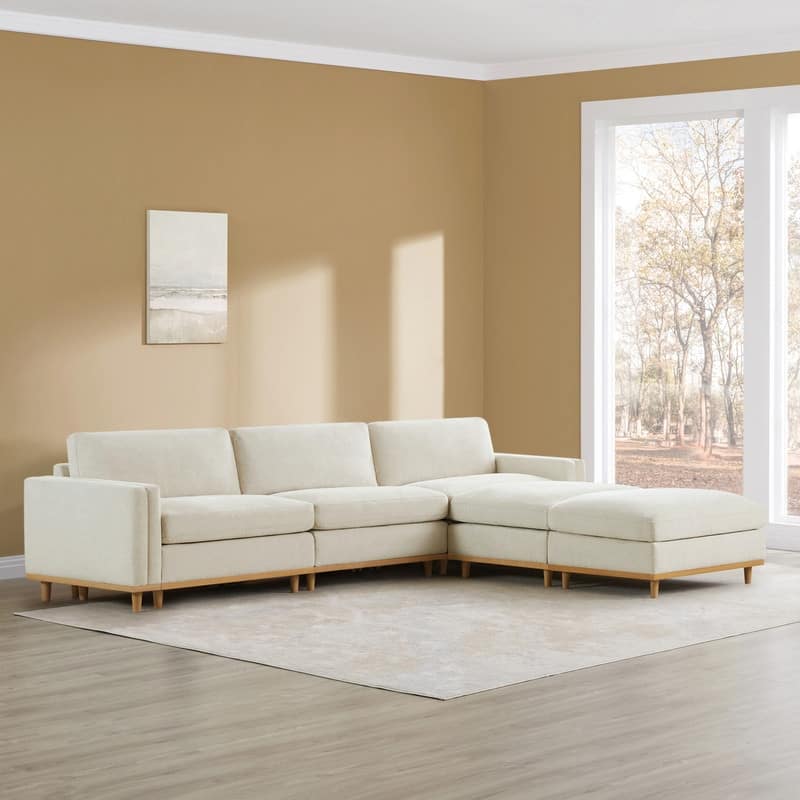 Pamela Oversized Modular Sectional Sofa Couch - Linen-5 Pieces
