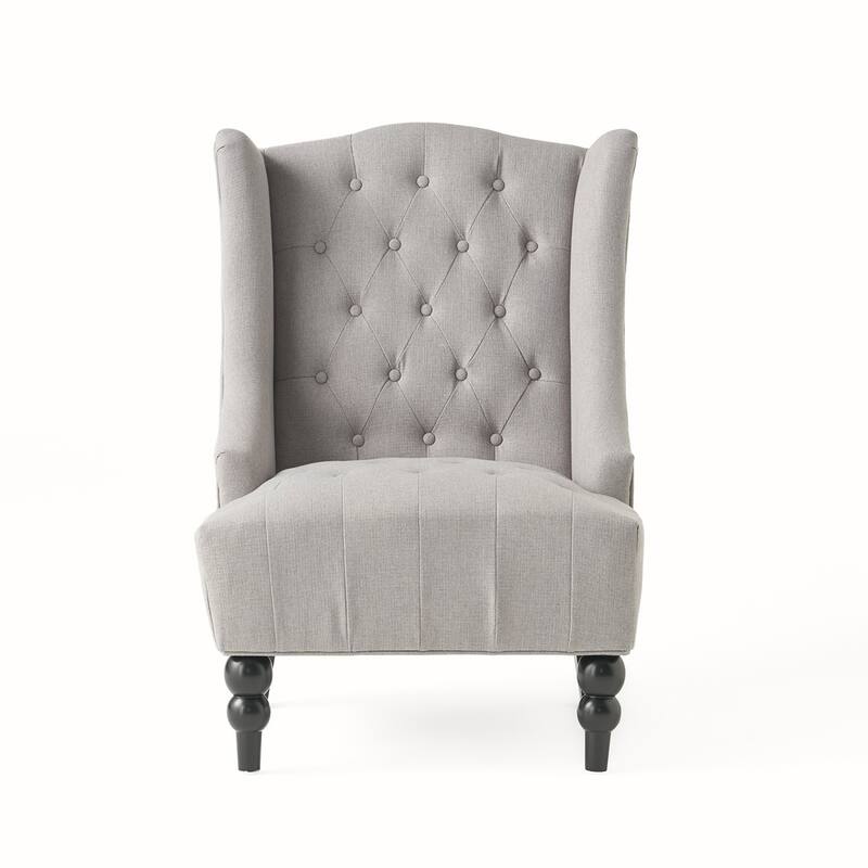 Linen Wingback Chair With Wood Frame