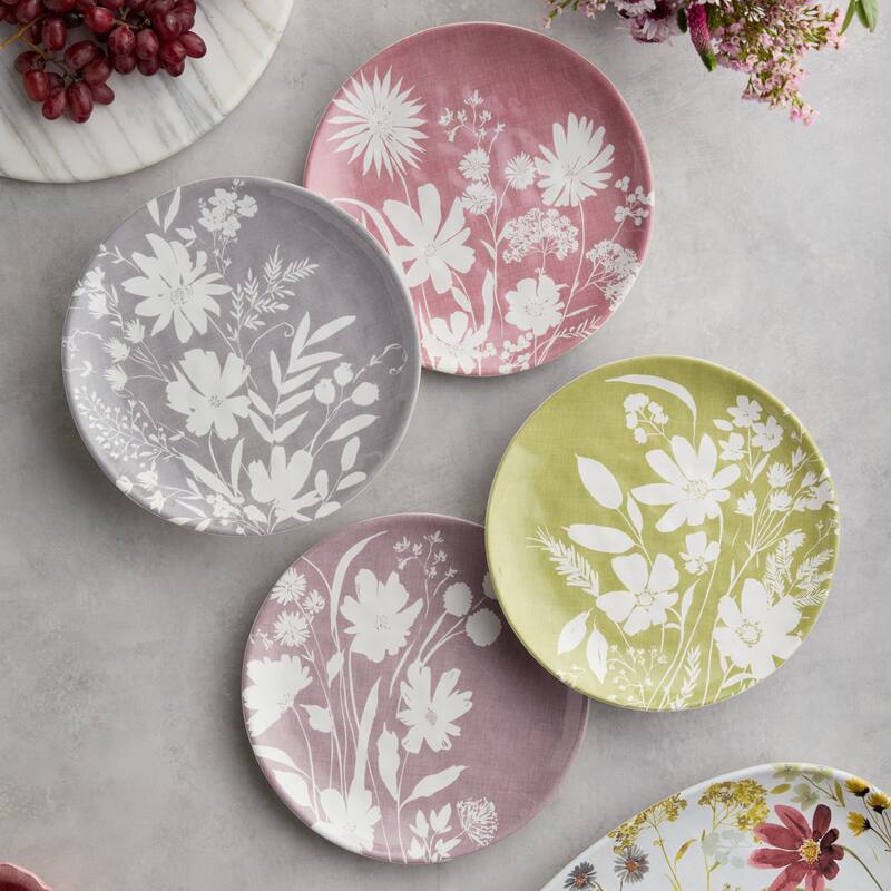 Certified International Wildflowers 10.5" Dinner Plates, Set of 4 Assorted Designs - 10.50"L x 10.50"W x 1.00"H