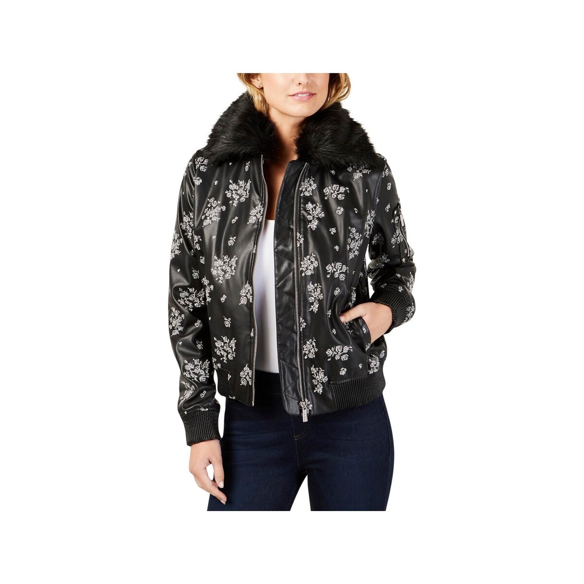 Shop Michael Michael Kors Womens Bomber Jacket Winter Embroidered