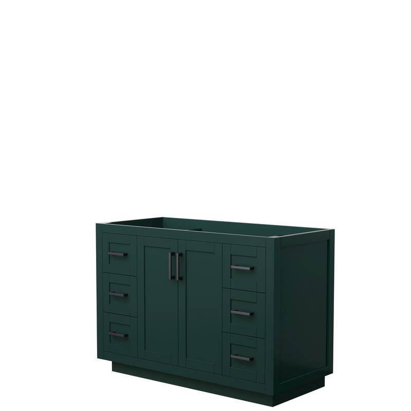 Miranda Single Bathroom Vanity Cabinet, No Mirror - 48-Inch Single - Green, Matte Black Trim, No Top