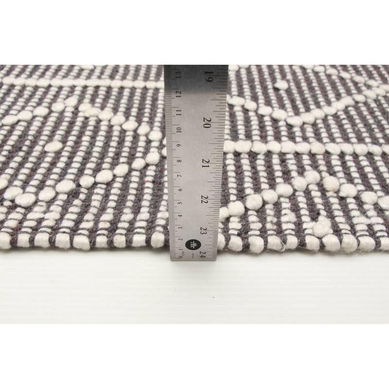 ECARPETGALLERY Braid weave Sienna Grey Wool Rug - 6'0 x 9'3