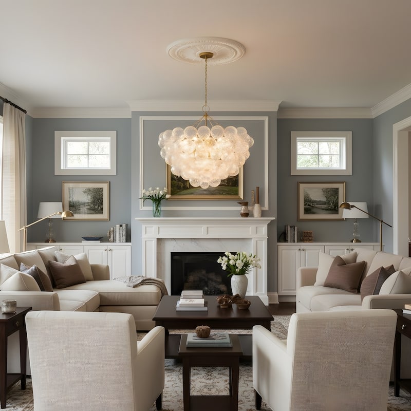 Gold Bubble Ball Chandelier, LED Pendant Light with Glass Globes