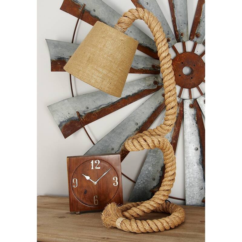 Brown Jute Rope Twisted Rope Styled Desk or Table Lamp - 11 x 14 x 32 - Brown - Desk Lamp