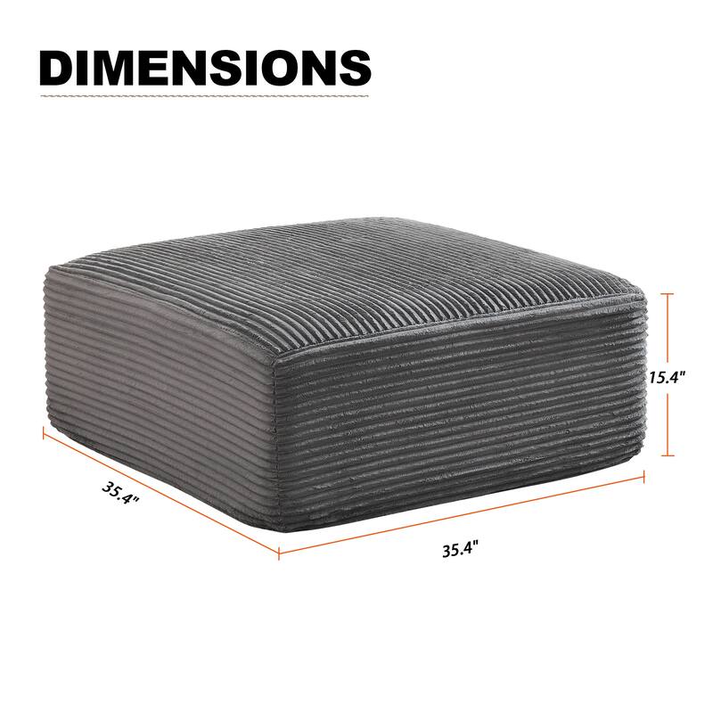 Modular Sectional Ottoman Corduroy Rectangle Footstool