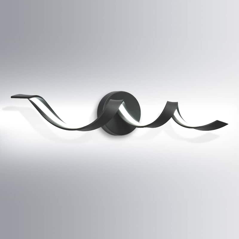 Modern Spiral Design LED Bathroom Vanity Light Dimmable Wall Light - 23.6 Inch - Black
