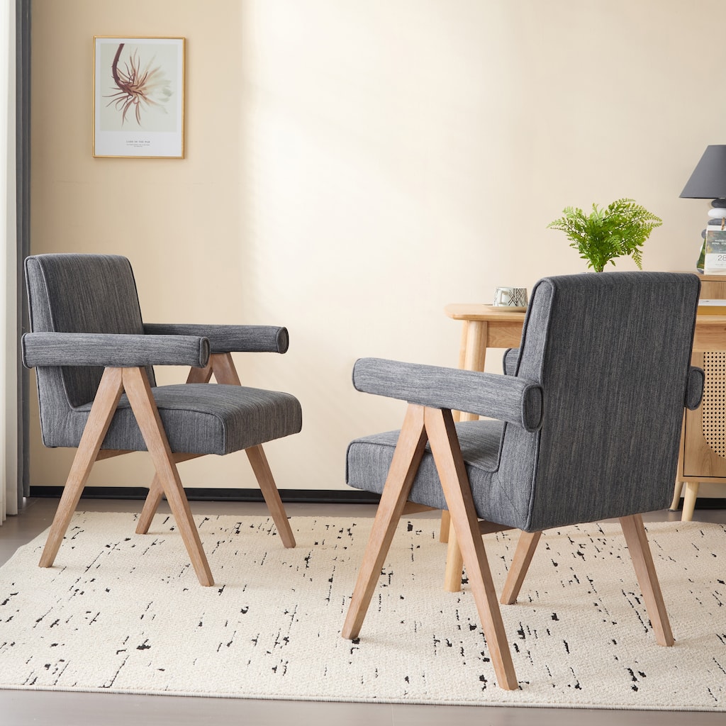 Roomfitters Modern Fabric Dining Armchair with Cushioned Seat, Mid-Century Accent Chair for Dining or Living Spaces