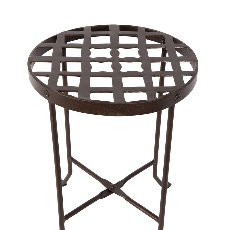 Achla Designs Medium Round Table Flowers Plant Stand, 16 Inch Tall, Roman Bronze Powder Coat Finish