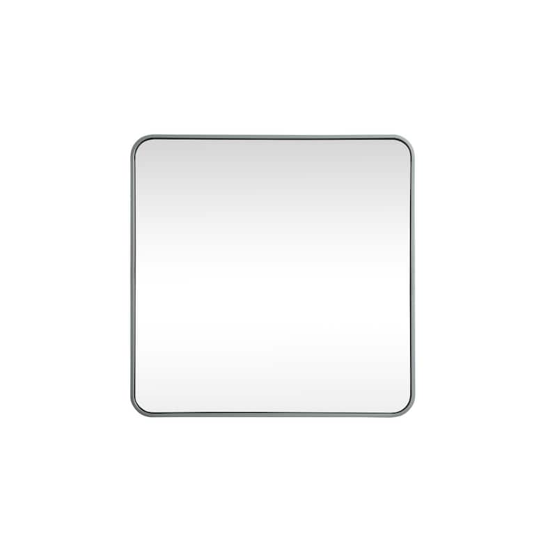 Indigo Home Soft corner metal square mirror 30x30 inch - Silver