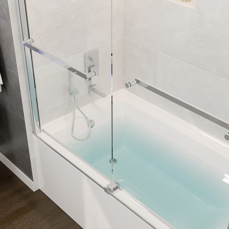 Eviva Luxor Sliding Frameless Shower Door with Tempered Glass