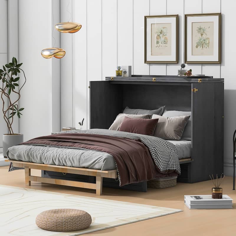 Queen/Full Murphy Bed with Large Drawers, Murphy Bed
