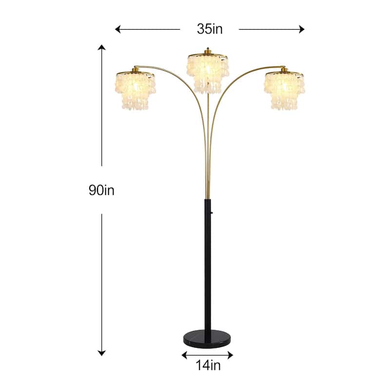 Brio 90" 3-Light Modern Gold Arc Floor Lamp - 90