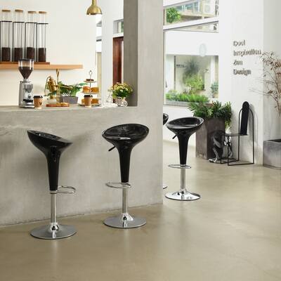 2 Pcs Rubber Armless Adjustable Bar Stools Swivel Dining Chairs
