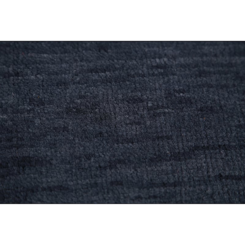 Hand Knotted Oriental 100% Wool Carpet Modern Solid Navy Blue & Blues Gabbeh Area Rug - 8' 4'' X 5' 11''