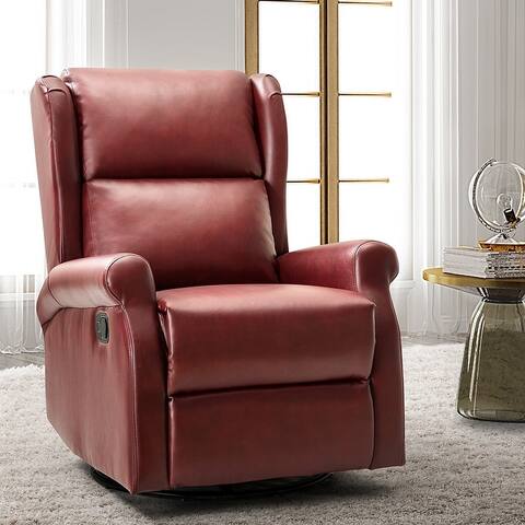 Baksoho Faux Leather Manual Swivel Recliner with Metal Base