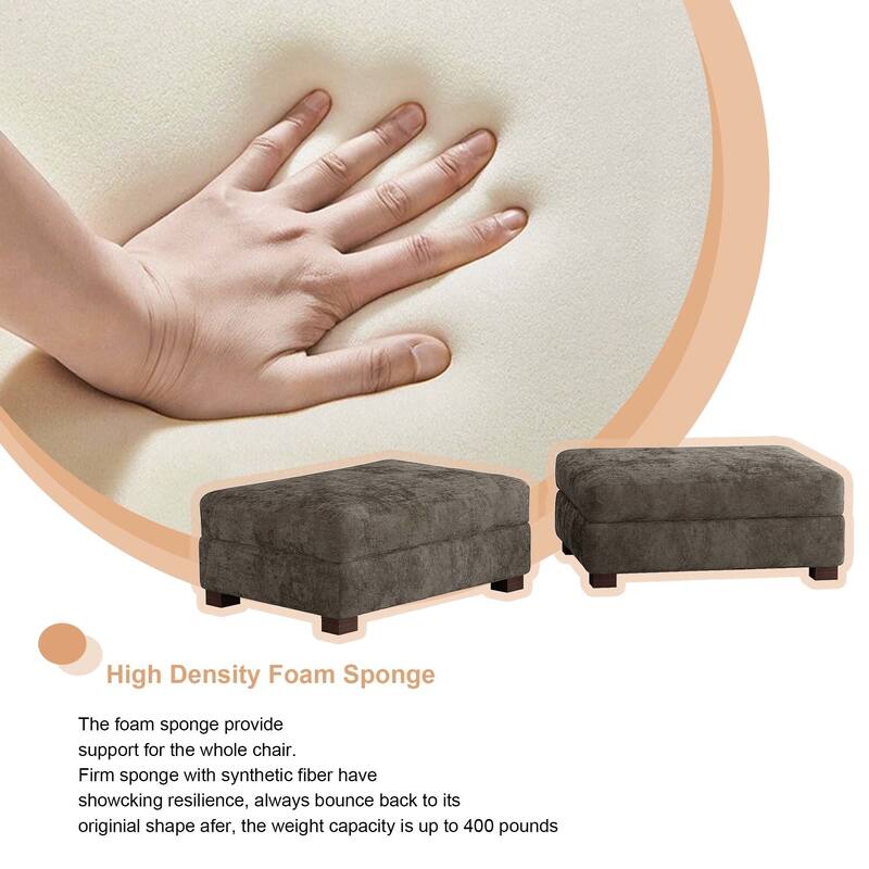 Oversized Chenille Modular Ottoman With Cushioned Top