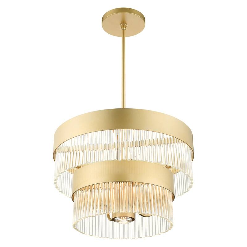 Livex Lighting 5-light Soft Gold Pendant Chandelier, 49824-33 - 20" Dia x 22.75" - 52.75" Adj. H