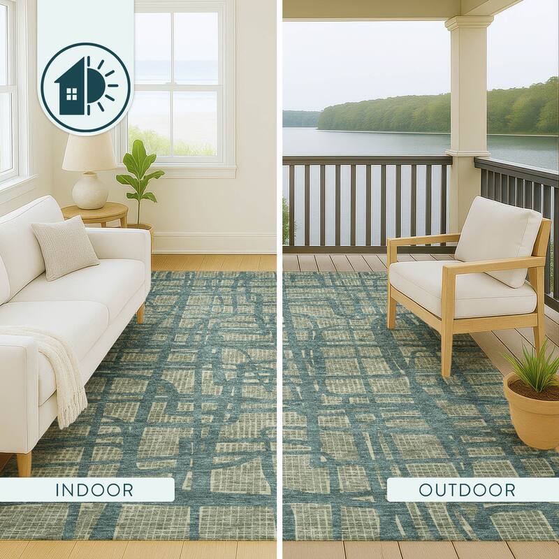 Machine Washable Indoor/ Outdoor Modern Centurion Chantille Rug