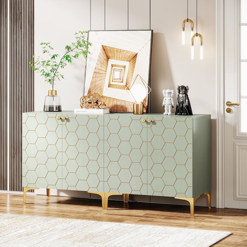 31.5'' Modern Accent Storage Cabinet for Living Room Kitchen (Set of 2 ) - Light Green