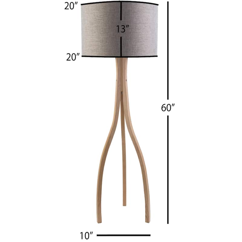 Contemporary Alton Floor Lamp with Natural Finish Wood Base
