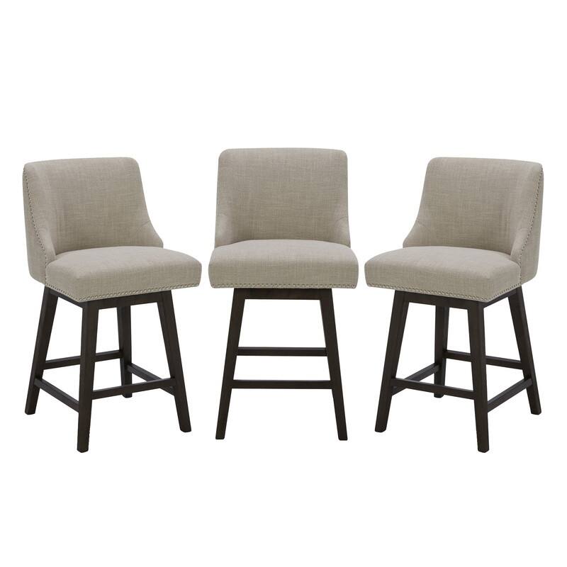 Spruce & Spring Oliver Counter Height Swivel Barstool Set - Set of 3 - Flax Beige - Counter Height