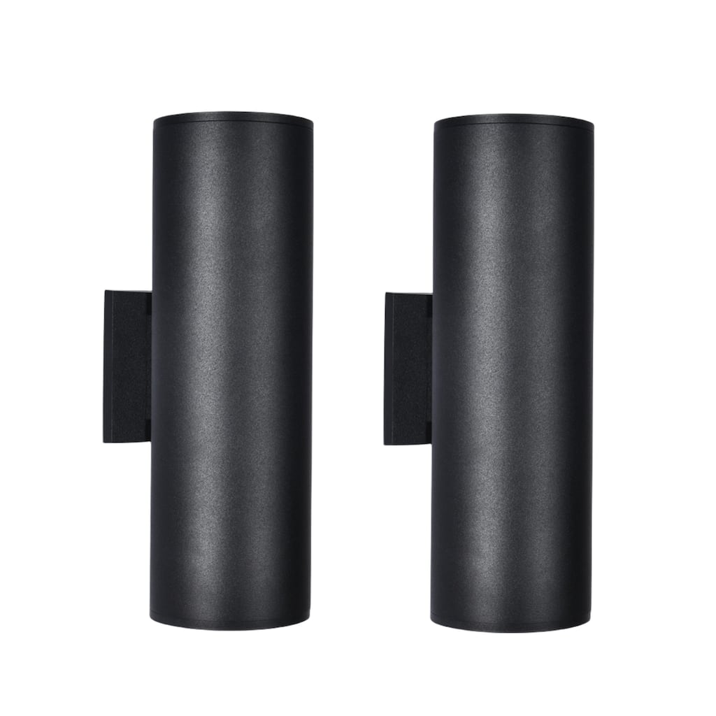 2-Pack Wall Sconces Black Industrial Cylinder Outdoor Waterproof IP54 Lantern Wall Sconces - 4.3 in. W x 13.4 in. H x 6.3 in. D