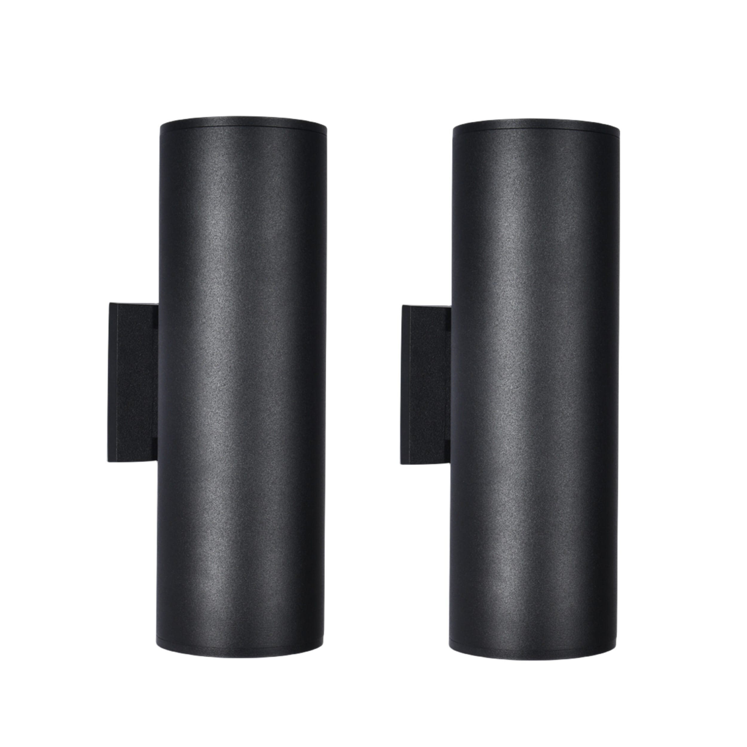 Rennnsan 2-Pack Wall Sconces Black Industrial Cylinder Outdoor Waterproof IP54 Lantern Wall Sconces