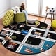 preview thumbnail 51 of 68, SAFAVIEH Carousel Kids Riemy Neighborhood Road Rug 3' Round - Black/Ivory