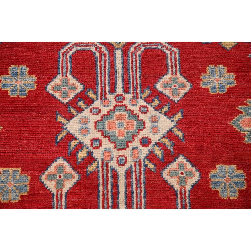 Red Traditional Kazak Area Rug Hand-Knotted Wool Carpet - 6'9" x 9'7"