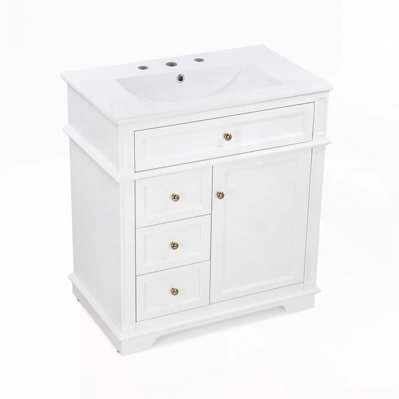 30" Bathroom Vanity with Sink and One Tip-out Drawer