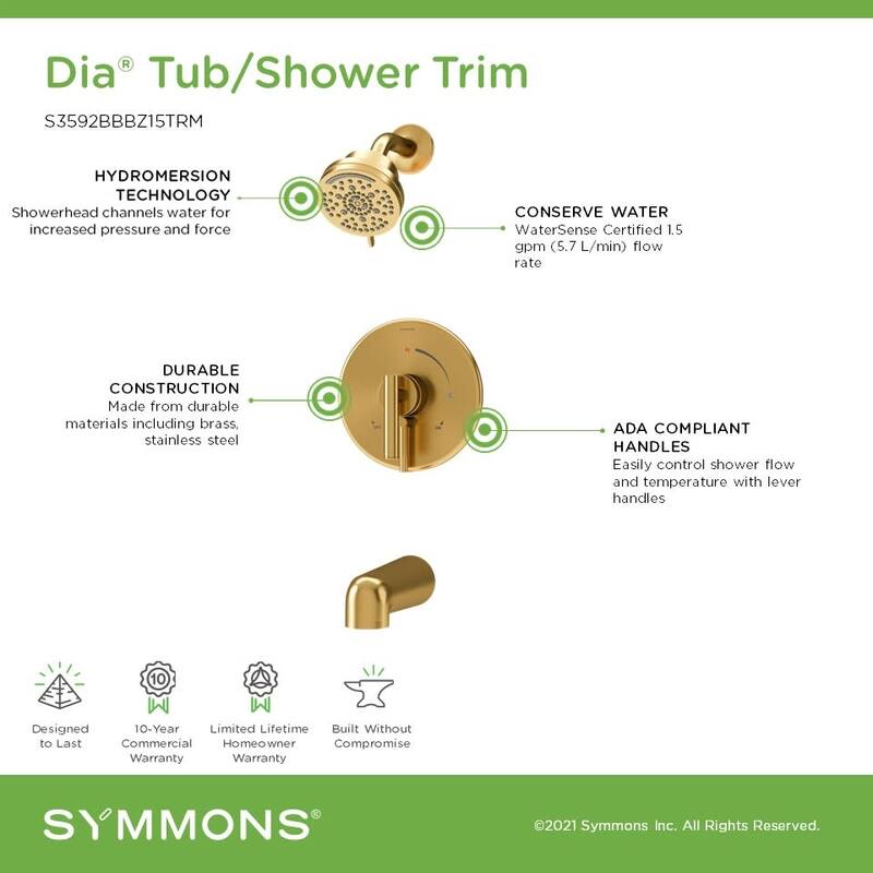Symmons S3592B15TRM Dia HydroMersion Tub and Shower Trim Package with