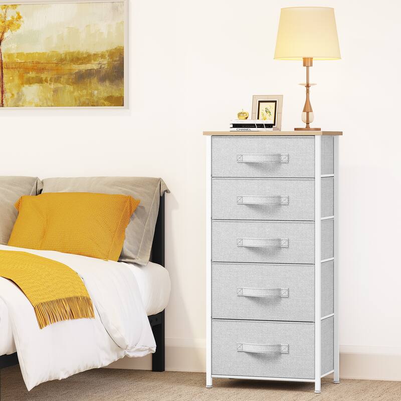 5 Drawers Furniture Storage Chest Grey Wardrobe