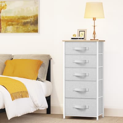 5 Drawers Furniture Storage Chest Grey Wardrobe