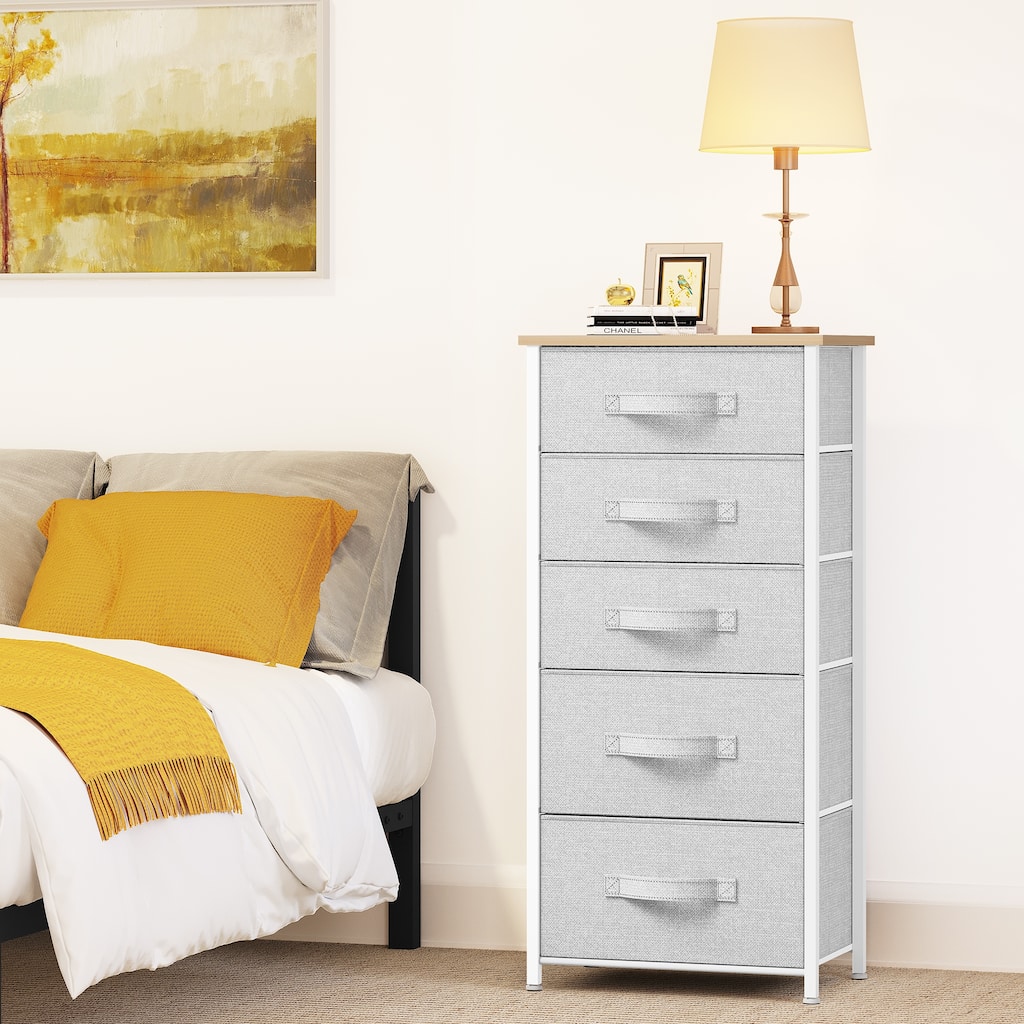 5 Drawers Furniture Storage Chest Grey Wardrobe
