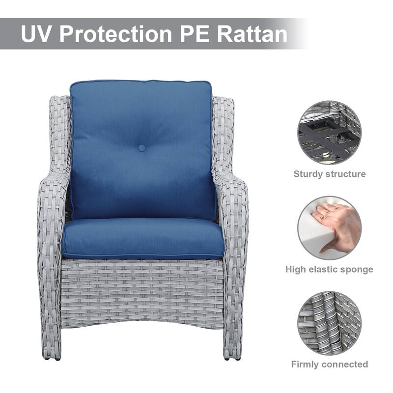Gymojoy Outdoor Sofa Chair Ottoman Seating with Cushions Weather-resistance