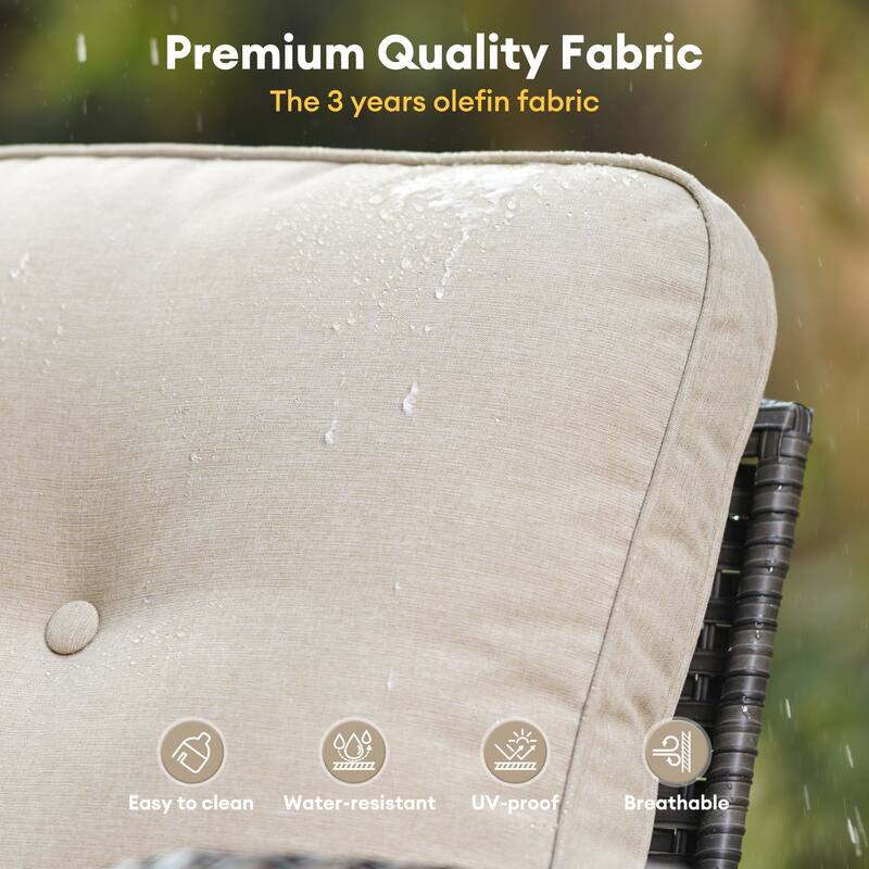 HOOOWOOO 9-piece Grey Wicker Outdoor Fire pit Set with Swivel Chairs