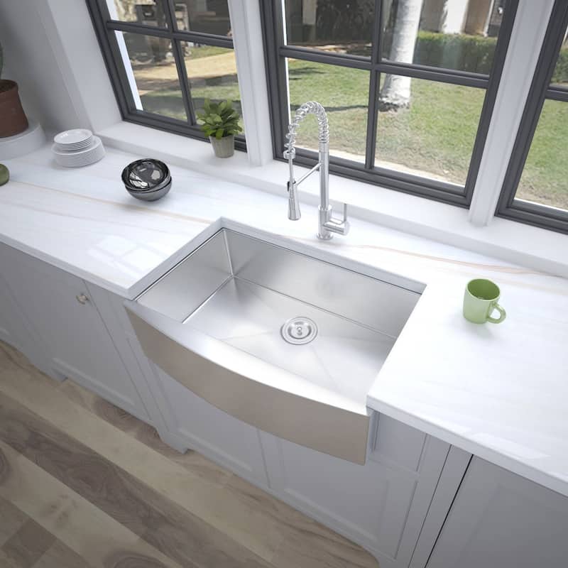 Undermount Single Bowl 18 Gauge Stainless Steel in Silver Kitchen Sink - 32'' x 18''
